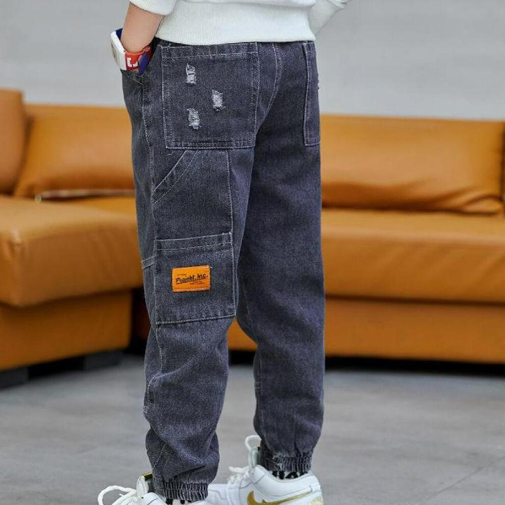 (grey, 150) Autumn Winter Boys Jeans 4-13 Years Old Kids Jeans Pants Baby Boys Jean Kids Plus Velvet