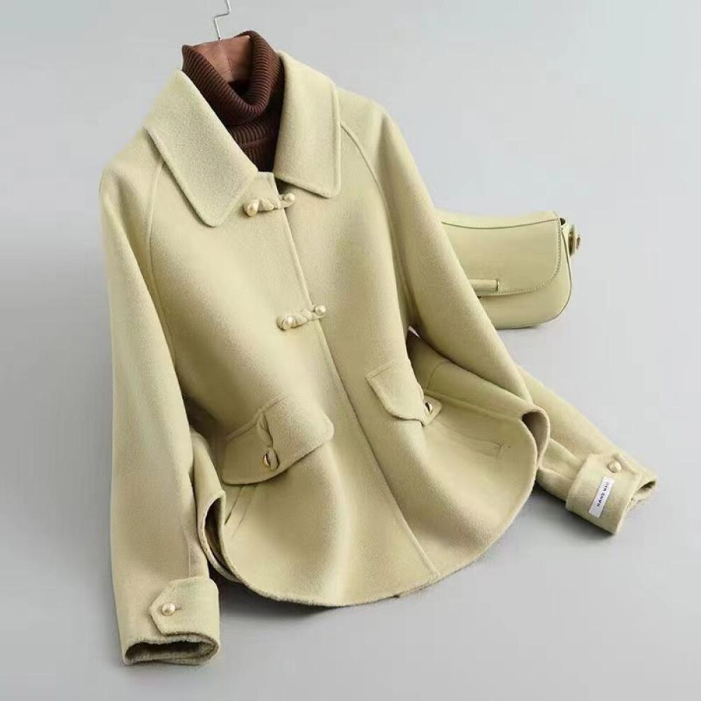 (green, XXL) Short Double-sided Plush Woolen Coat, Loose Fit And Trendy Jacket For Petite Women In Autumn And Winter