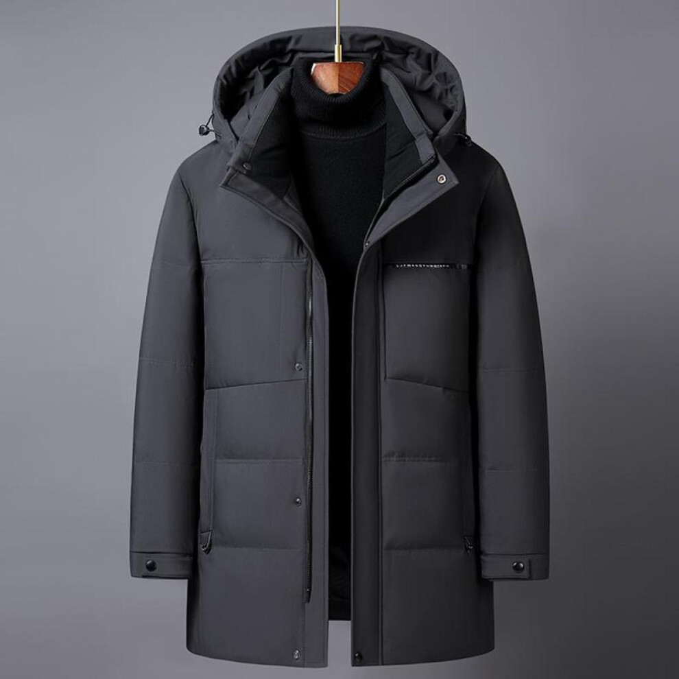 (grey, XL) Winter Puffer Jacket Men  New Plus Size Middle Aged Men&apos;s Feather Coats Hooded Thick Warm 90% White Duck Down Parkas