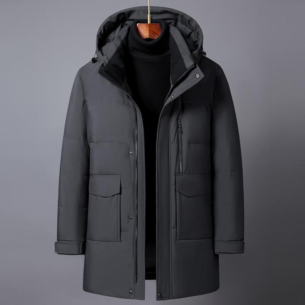 (grey, 4XL) Winter Feather Coats For Men Outerwear  High Quality Plus Size Middle Aged Men&apos;s Long Down Jacket Thick Warm Hooded Parka