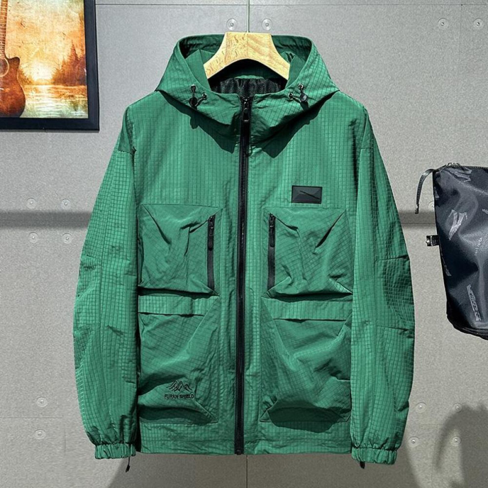 (green, 11XL) Plus Size 5xl-12xl Oversize Jackets For Men Fashion Multiple Pockets Men&apos;s Trench Coat Long Sleeve Outerwear