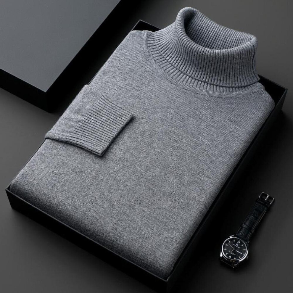 (grey, XXXL) Sweatwear Mens Pilling Knitted Turtleneck Sweater Slim Fit Long Sleeve Pullover Trend Men Clothing