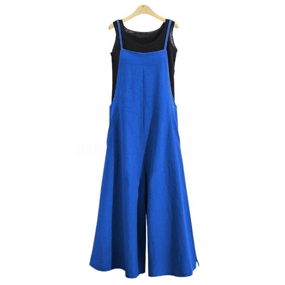 (blue, 5XL) Plus Size Summer Women&apos;s Loose One-piece Wide-legged Pants Casual Jumpsuit