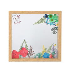 (Log color, 8in) Double Glass Side Floating Photo Frame For Table Top Wall Hanging, Displays Photo