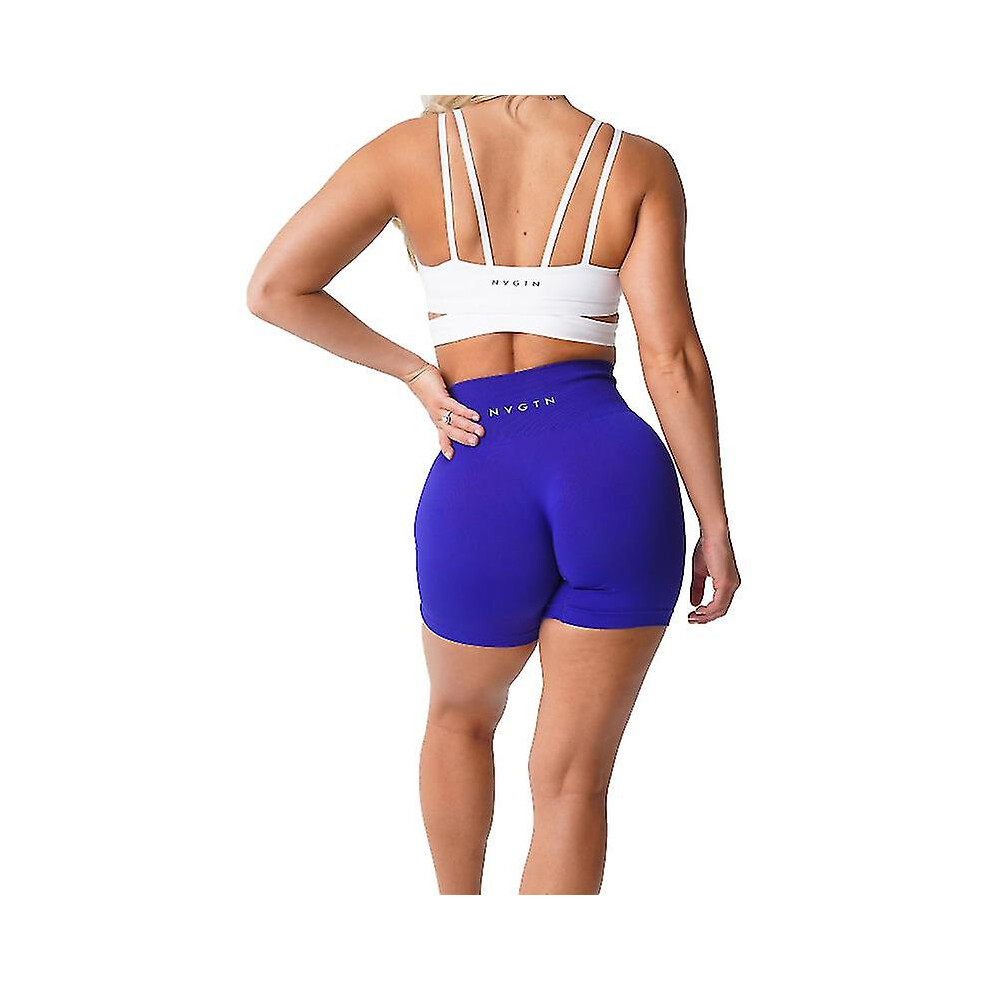 (Cobalt, S) Nvgtn Spandex Solid Seamless Shorts Women Soft Workout Tights Fitness Outfits Yoga Pants Gym Wear