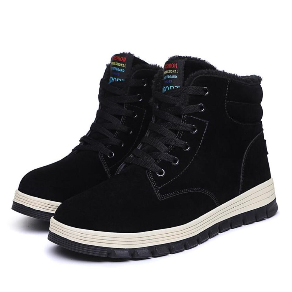 (black, 44) 39-48 High Quality Shock-absorbing Anti Slip Wear-resistant High Top Fashion Trend Cotton Shoes Snow Boots Men&apos;s Shoes Board Shoes