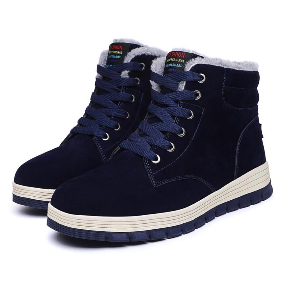 (blue, 44) 39-48 High Quality Shock-absorbing Anti Slip Wear-resistant High Top Fashion Trend Cotton Shoes Snow Boots Men&apos;s Shoes Board Shoes
