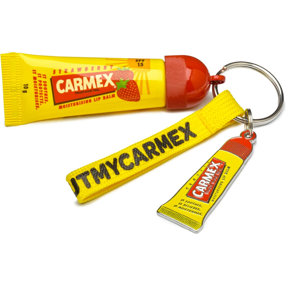 CARMEX Limited Edition Keyring Set (incl Strawberry Tube) Softens & Hydrates Lips