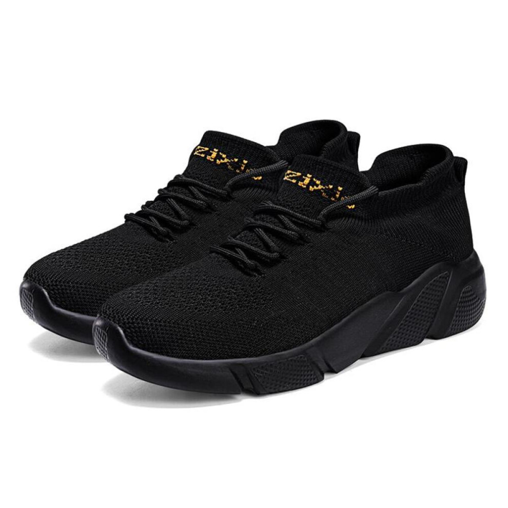 (cool black, 46) Men&apos;s Breathable Sneakers Running Shoes Men And Women Ultralight High Elastic Socks Shoes Tennis Sports Black Shoes