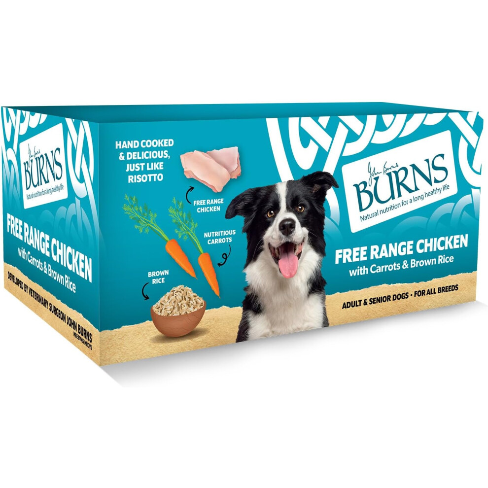 Burns Pet Natural Nutrition Adult and Senior Wet Dog Food Organic Chicken, Carrots and Organic Brown Rice 12 x 150 g