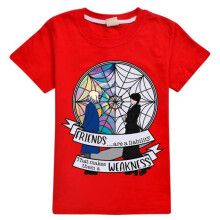 (Red, 11-12 Years) Kids Wednesday Enid Print Short Sleeve T-shirt The Addams Family Crew Neck Casual Tee Tops