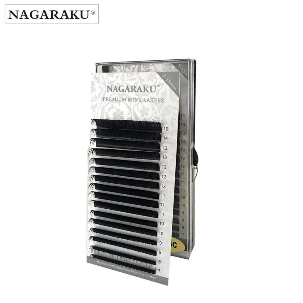 (black, 0.12D) Classic Individual Eyelash Extension Nagaraku Matte Black Mix 7-15mm 16 Lines Super Soft High Quality Premium Eyelashes