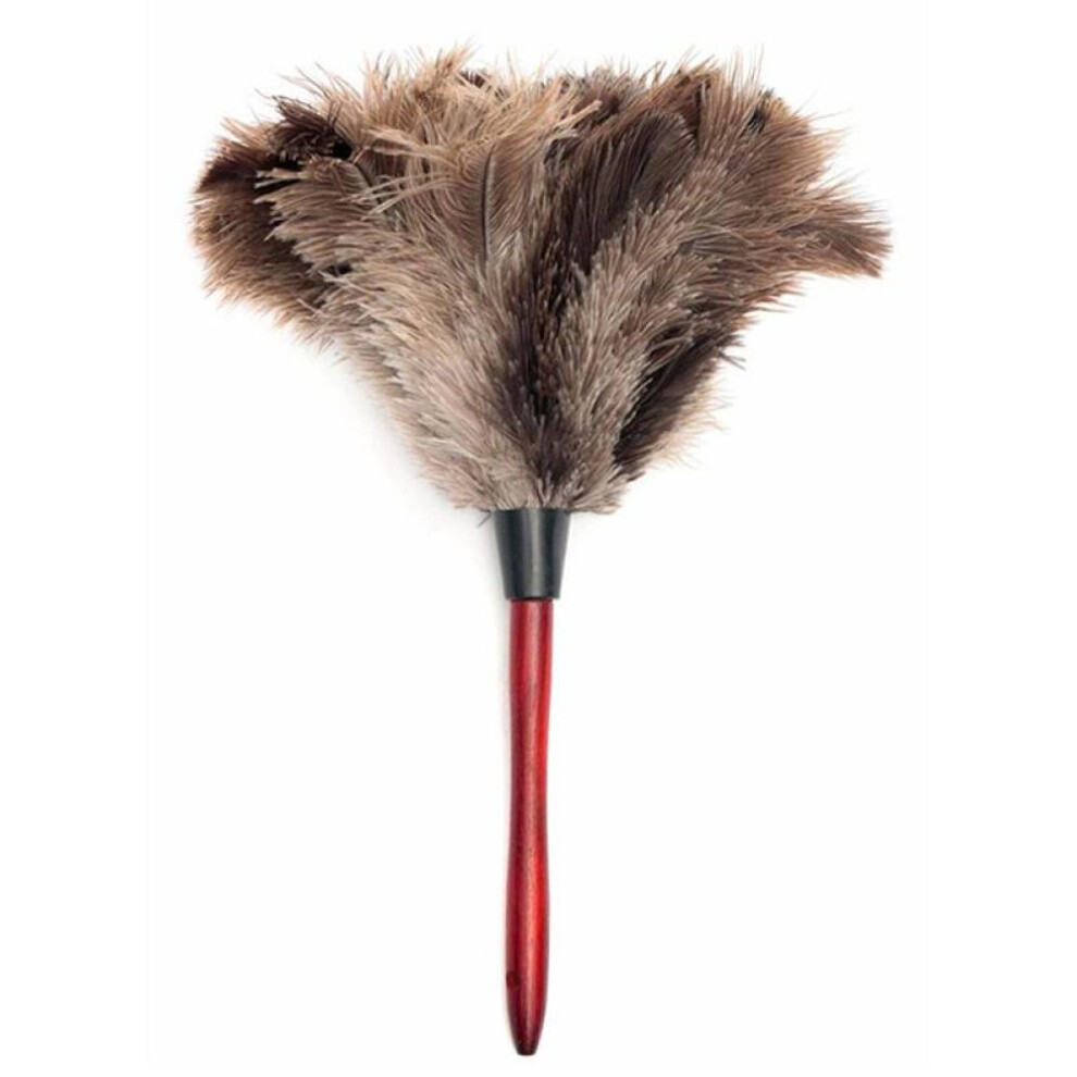 Anti-static Ostrich Feather Fur Brush Duster Dust Cleaning Tool Wooden Handle