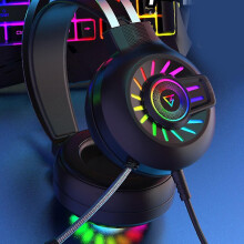 Gaming Headset, 3.5mm Stereo Wired Overhead Gaming Headphone with Rgb Rainbow Backlit