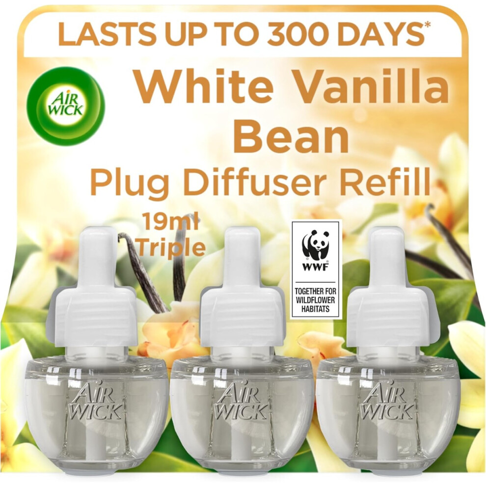 3 X AIR WICK PLUG IN OIL REFILLS -  WHITE VANILLA BEAN