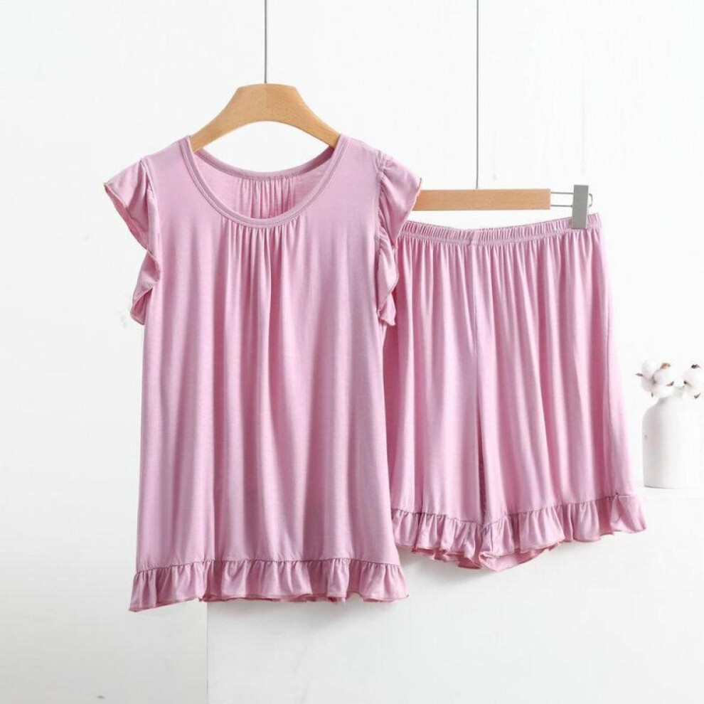 (pink, L) Plus Size Modal Pajamas Women Sleeveless Shorts Suit Summer Sleepwear Pyjamas Femme Nightwear Pijamas Set
