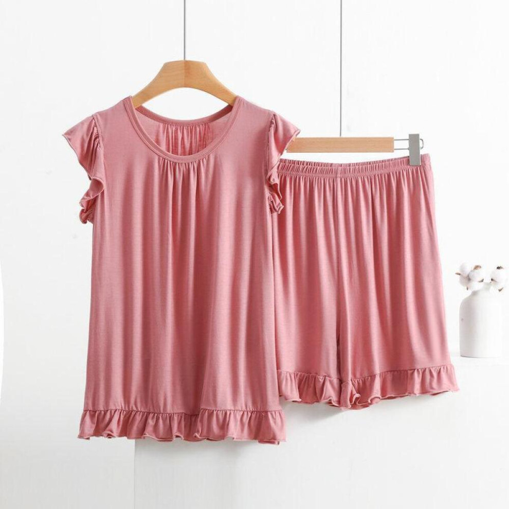 (dark pink, L) Plus Size Modal Pajamas Women Sleeveless Shorts Suit Summer Sleepwear Pyjamas Femme Nightwear Pijamas Set