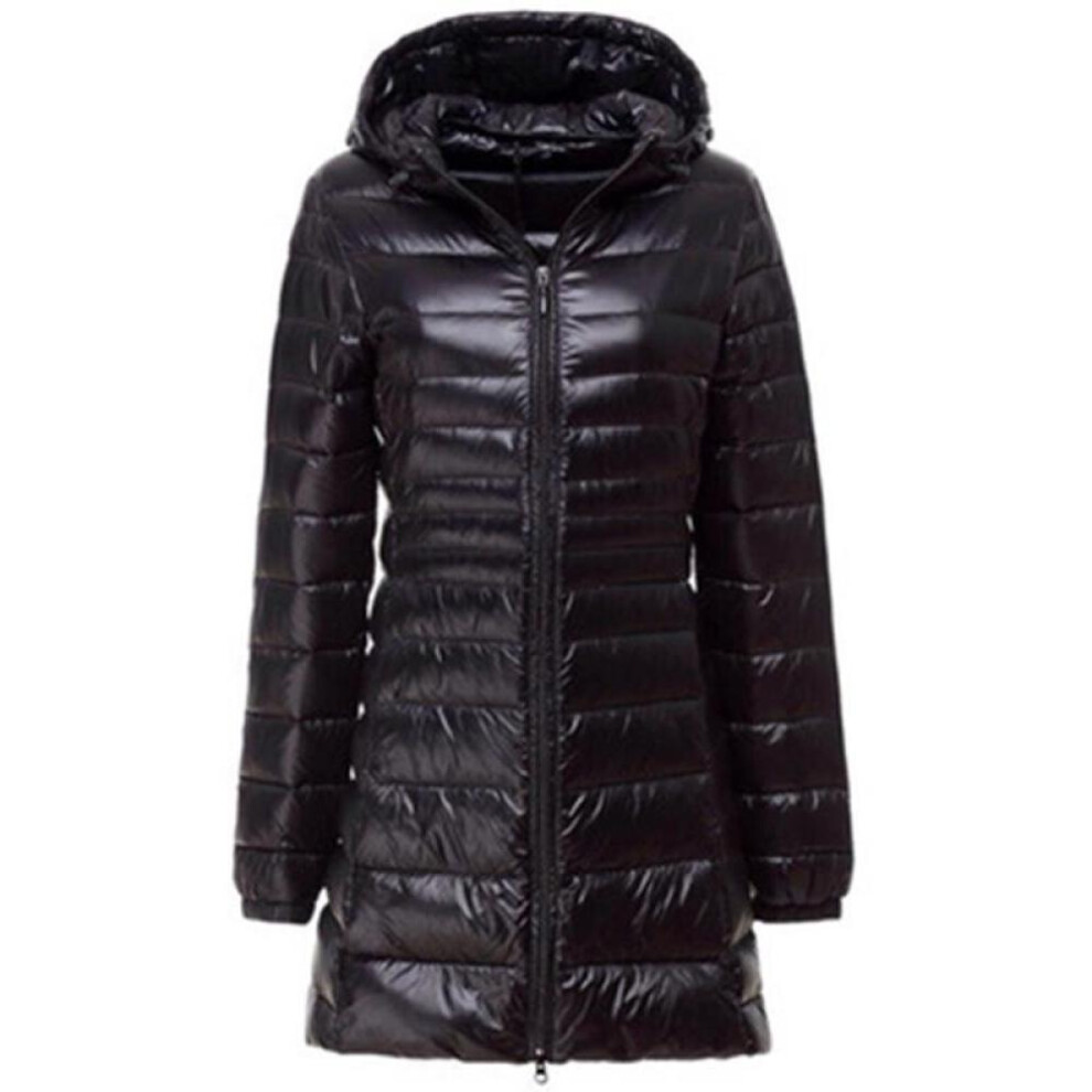 (black, 7XL) Ladies Long Winter Warm Coat Women Ultra Light White Duck Down Jacket With Bag Women Jackets