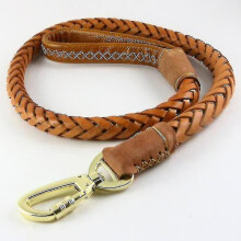 Genuine Leather Dog Leash Leads Pet Braided Dog Chain Handmade Thicken Extra Wide Pet Training Belt