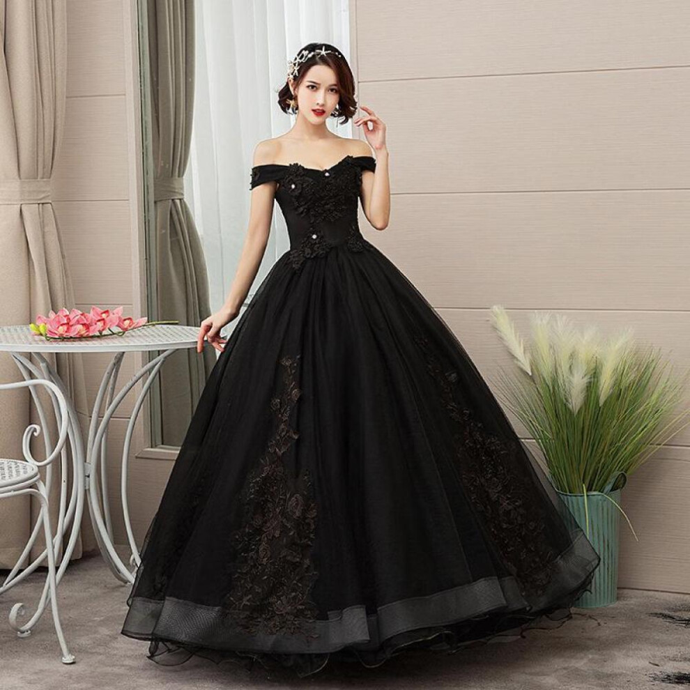 (black, XS) Pomp Skirt Annual Meeting Host Catwalk Evening Gown Long Student Dress Woman