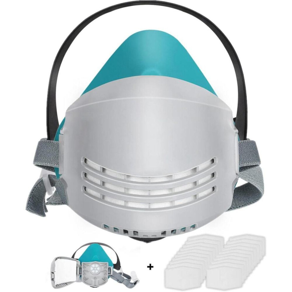 Reusable Half Facepiece With 20 Filters Set Dust Respirator With Replaceable Filters For Painting, Polishing, Welding, Vapor, Woodworking