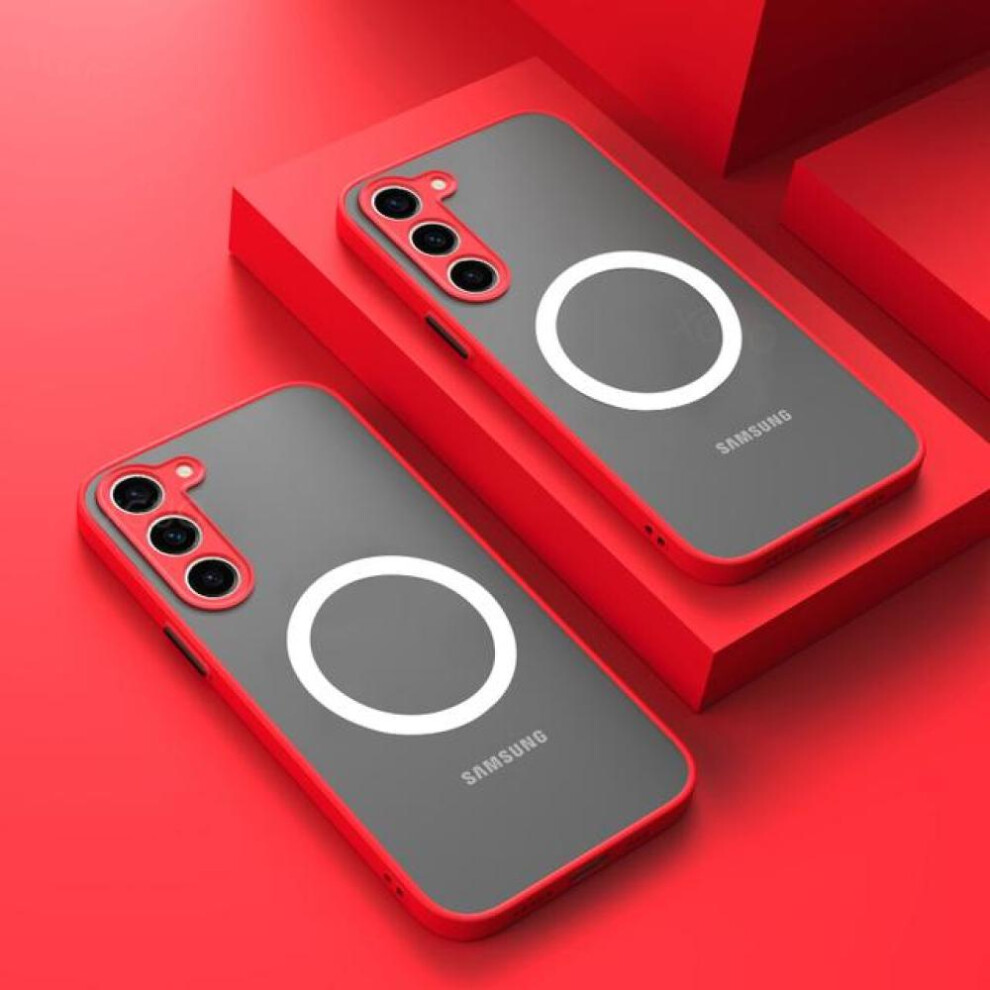 (, Samsung Galaxy S23 Plus) Matte Magnetic Case For Samsung Galaxy S23-S25 Ultra Plus Red 6095070862881