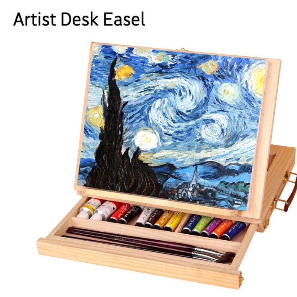 Multifunction Painting Easel Artist Desk Easel Portable Miniature Desk Light Weight Wood Folding Easel For Storage Or During Trips