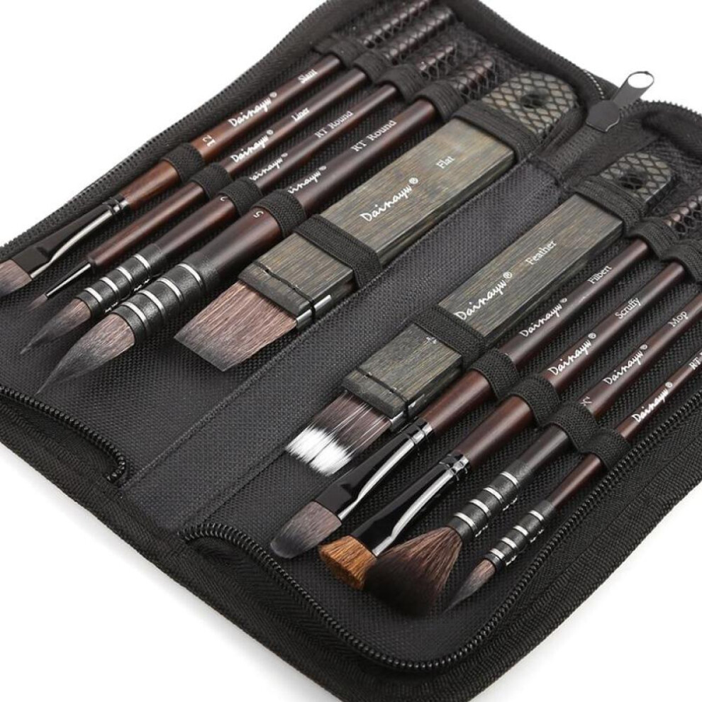 New 10 Pcs/ Set Watercolor Artist Brushes Squirrel Horse Hair Paintbrush Kit For Multi-function Acrylic Art Supplies