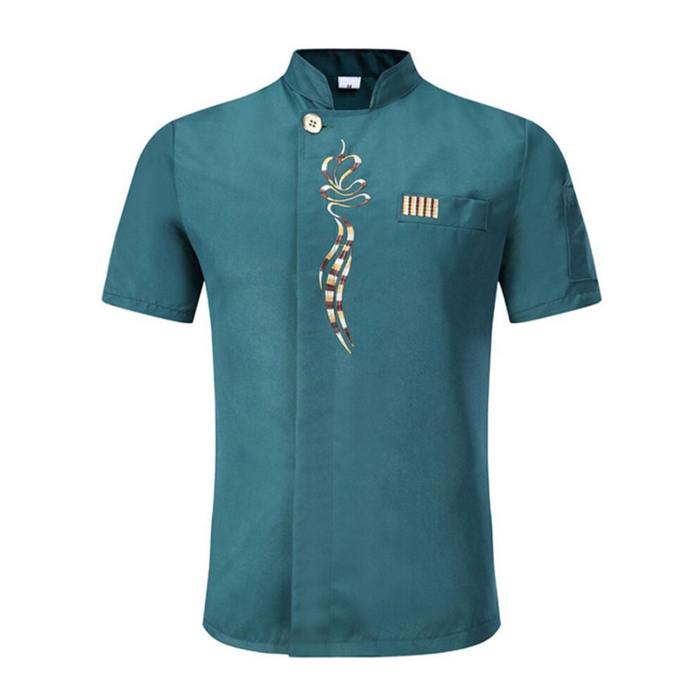 (green, M) Unisex Kitchen Chef Baking Cook Wear Chef Work Clothes Men Chef Jacket Long Sleeves Men&apos;s Chef Uniform