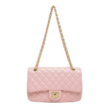 (Pink) New fashionable and versatile rhombus chain bag popular women's bag temperament single shoulder crossbody bag