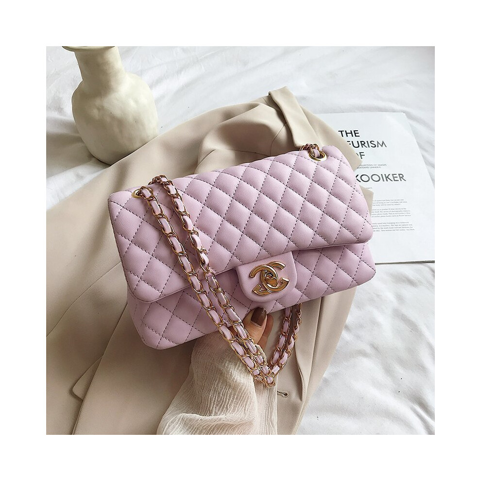 (Purple) New fashionable and versatile rhombus chain bag popular women's bag temperament single shoulder crossbody bag