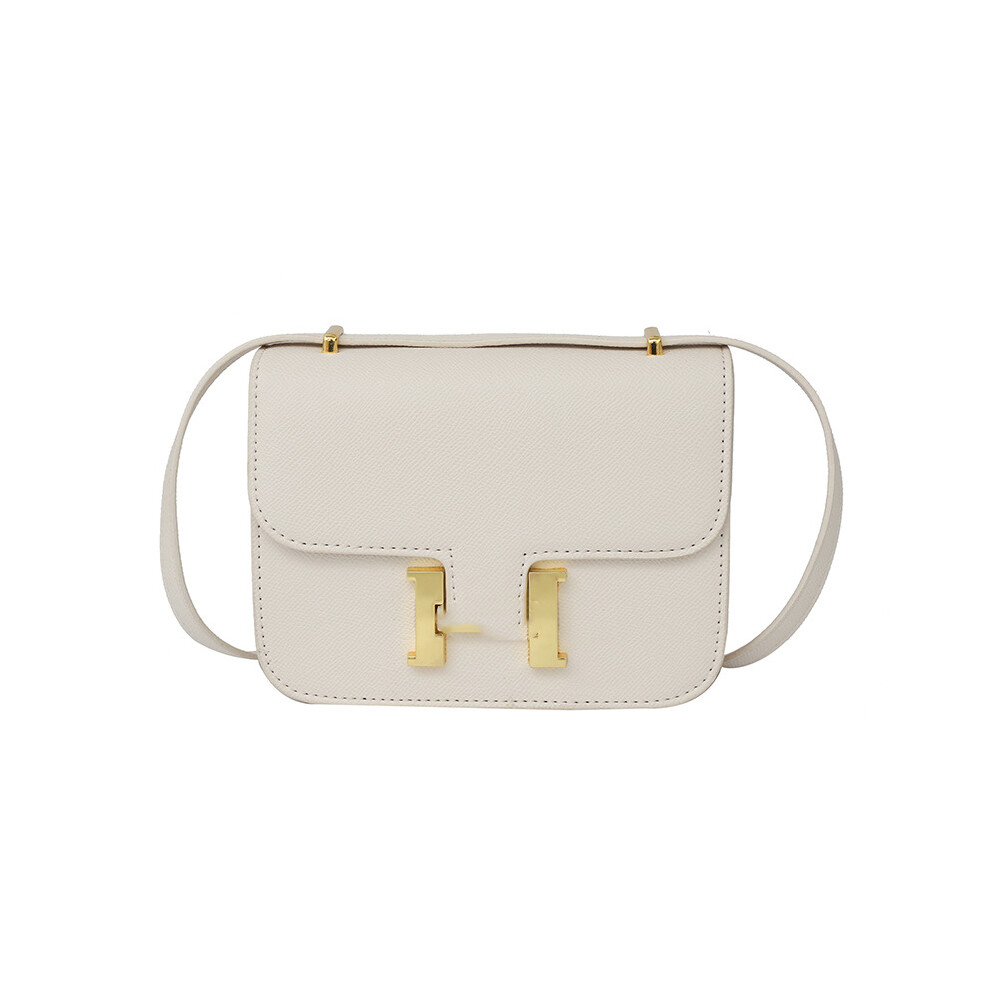 (White) Mini H buckle chain tofu small square bag new high-end texture crossbody bag