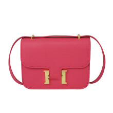 (Rose red) Mini H buckle chain tofu small square bag new high-end texture crossbody bag