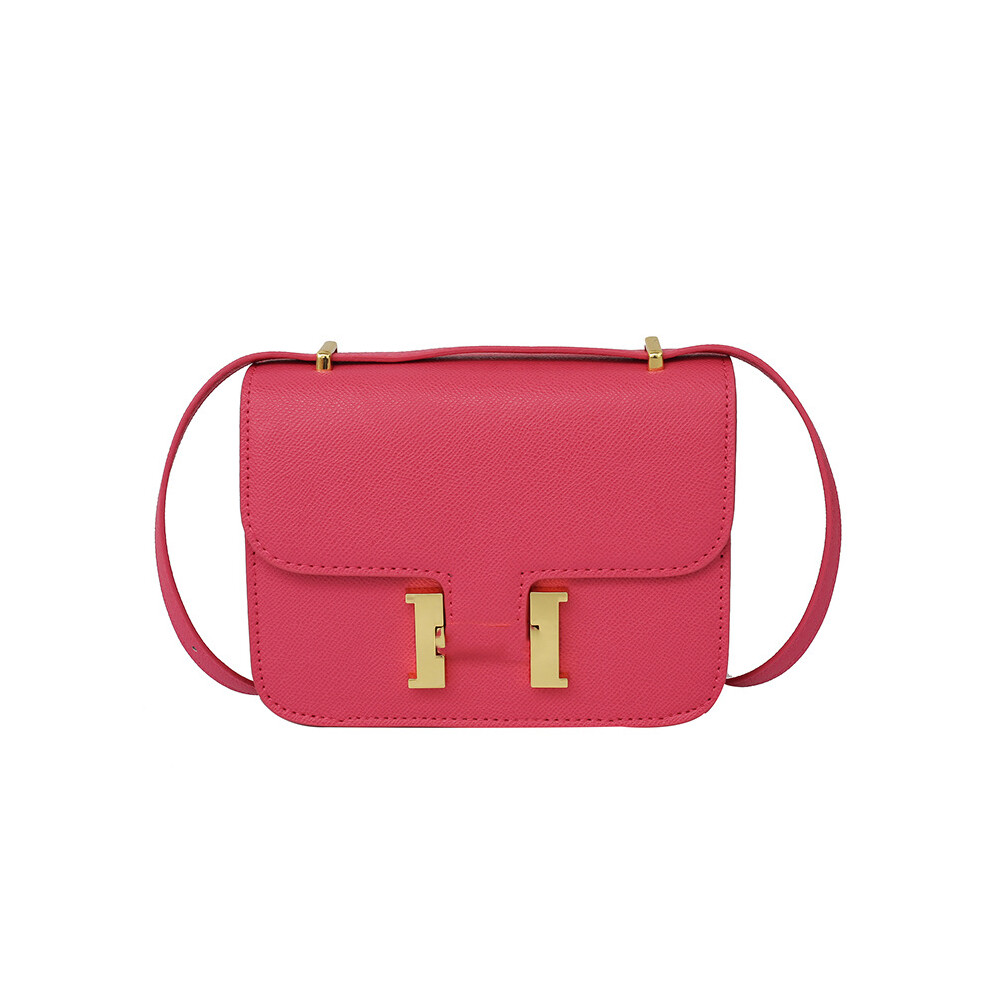 (Rose red) Mini H buckle chain tofu small square bag new high-end texture crossbody bag