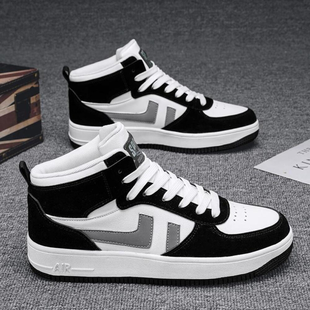 (white,black, 38) Fashion Men&apos;s Trending High Top  Skateboarding Shoes Male Casual Cool Street Style Shoes Sneakers For Teens
