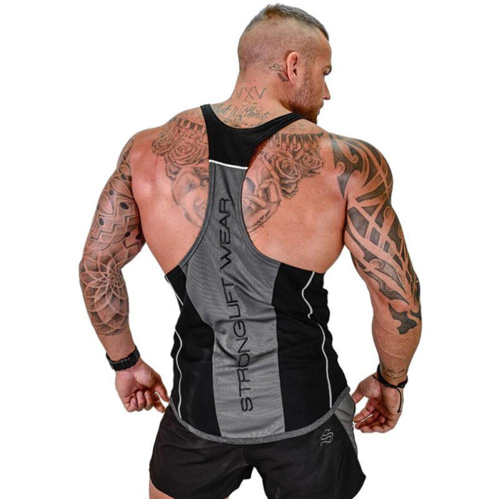 (black, XXL) Mens Bodybuilding Tank Tops Gym Fitness Sleeveless Shirt Cotton Casual Singlet Vest