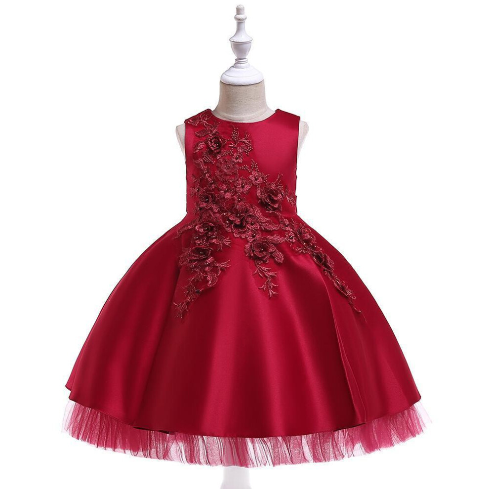 (maroon, 120) Birthday Dress For Baby Girls Halloween Party Dress Newborn Christmas Red Clothing 6 8 Years Old Toddler Christening Gowns