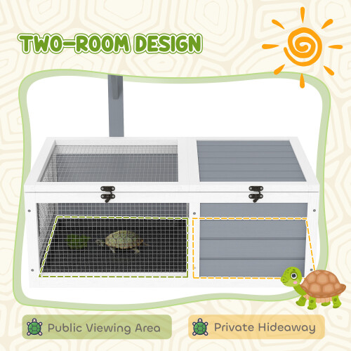 PawHut PawHut Tortoise Enclosure w/ Run, Lamp Holder, Pull-Out Trays, Hideaway 2