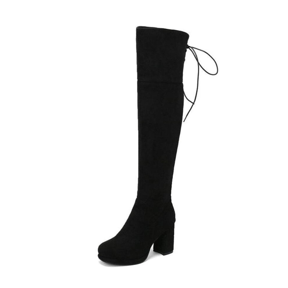 (black, 45) Women High Boots Platform Chunky High Heels Over-the-knee Long Stretch Boots Winter Woman Shoes