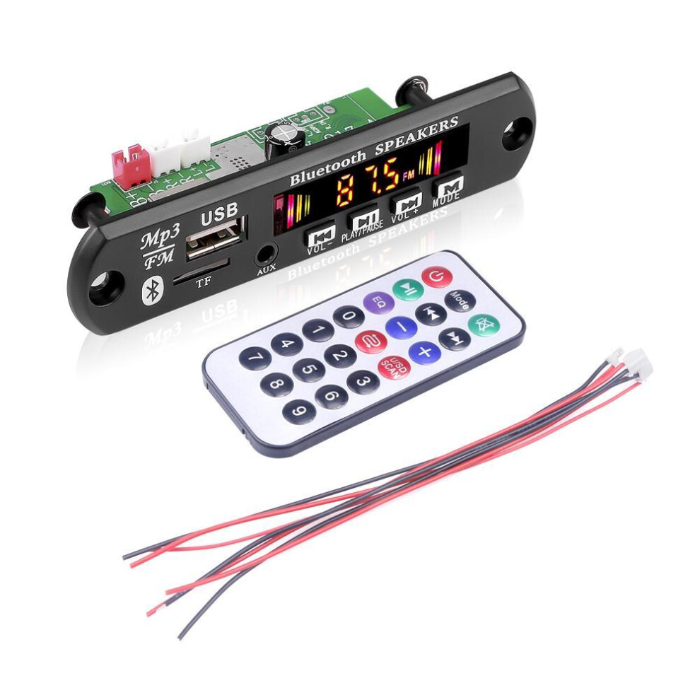 Decoder MP3 Player Bluetooth 5.0 FM Radio TF USB AUX Recorder Module stereo with color screen Remote Control Support 2*25W power amplifier DC 6v-18v