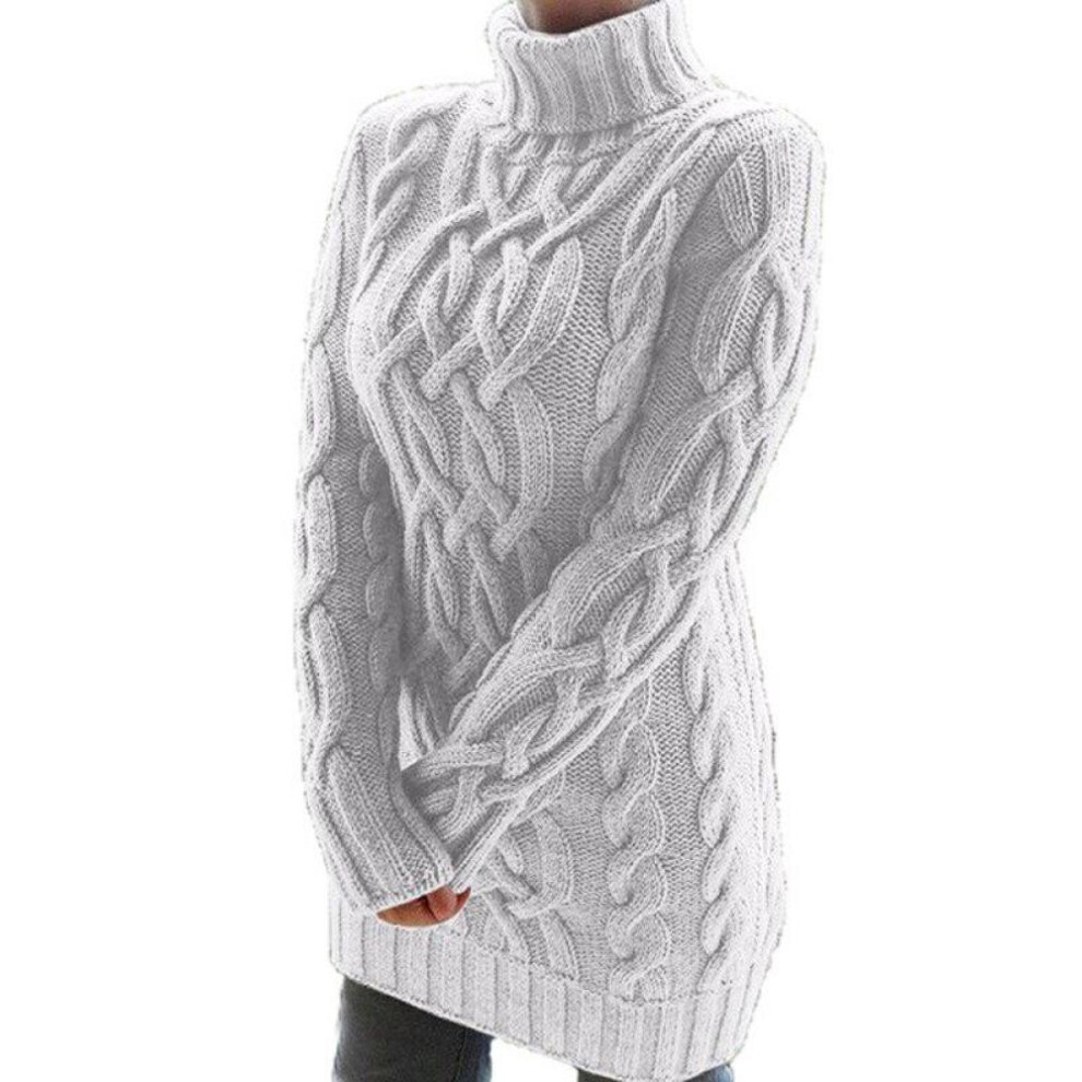 (white, S) Autumn Winter Thicken Sweater Dresses For Women Turtleneck Long Sleeve Knitted Retro Sweaters Ladies Pullovers Sweater