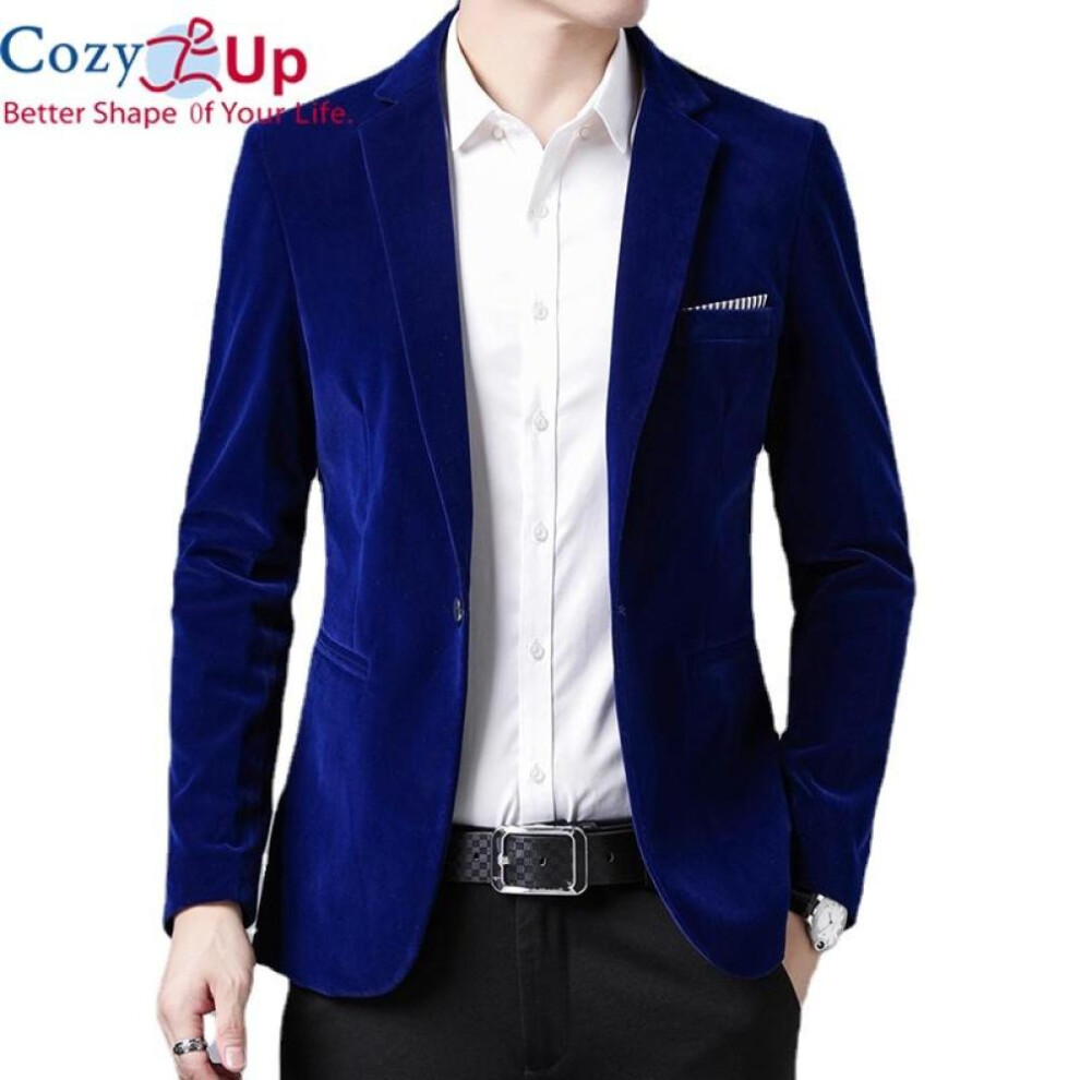 (blue, 5XL) Cozy Up Autum Velvet Wedding Dress Coat Mens Blazer Jacket Fashion Casual Suit JacketStage DJ Men&apos;s Business Blazers Veste Costume Homme