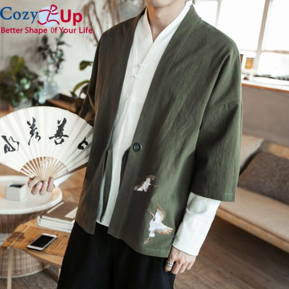 (green, 5XL) Cozy Up Kimono Samurai Costume Streetwear Plus Size Asian Thanks Jacket Yukata Men Women Cloth Cardigan Traditioanl Japanese Clothing