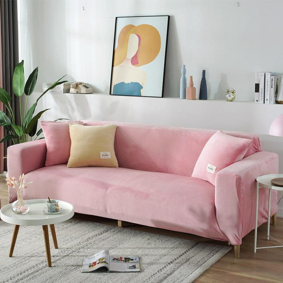 (pink, 2seat (145-185cm)) 1/2/3/4 Seater L Shape Corner Sofa Coversthickening Elastic Sofa Cover Slipcover For Living Room Stretch Polar Fleece Armchair Cover
