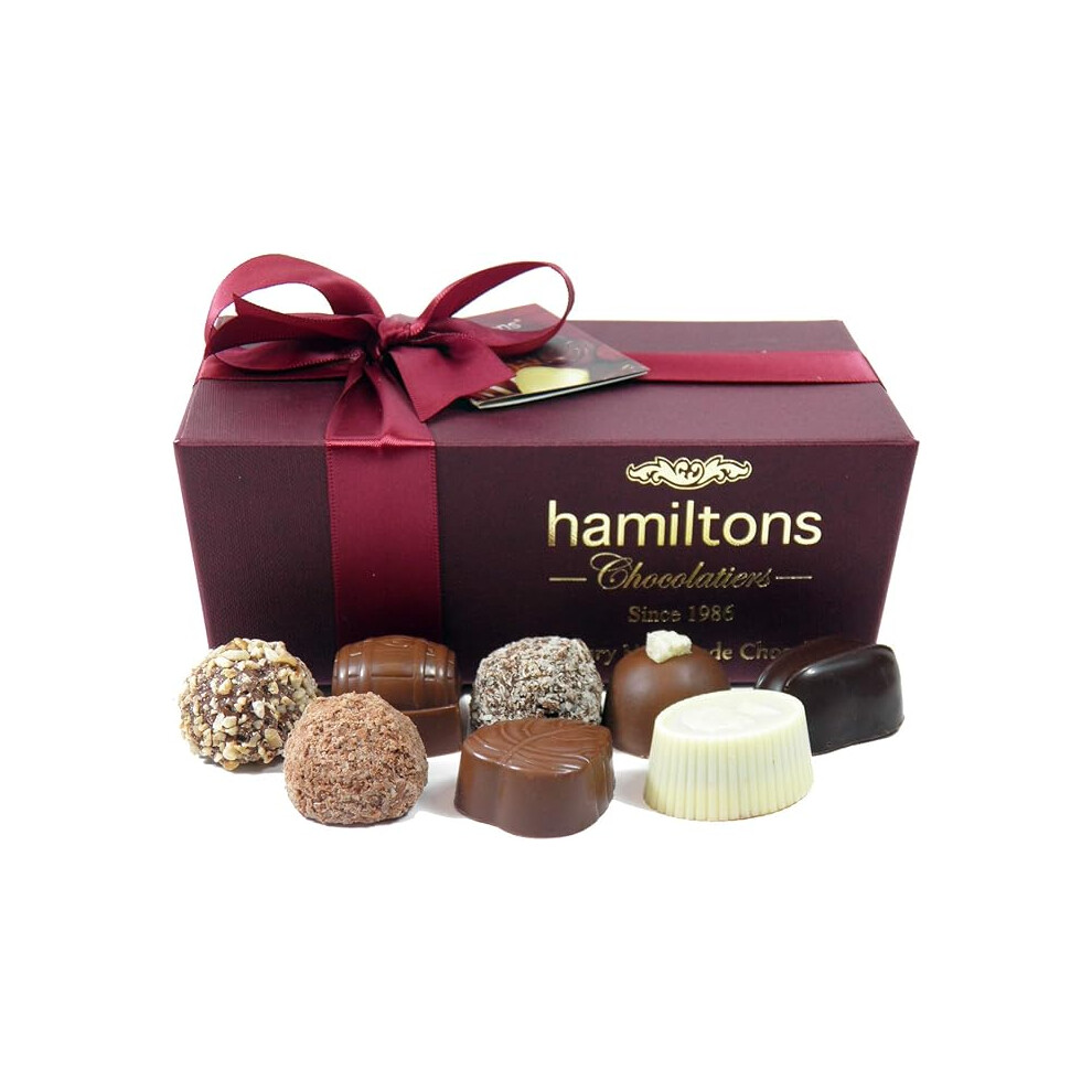 Hamiltons Burgundy Luxury Belgian Ballotin 24 Handmade Chocolates Gift Box