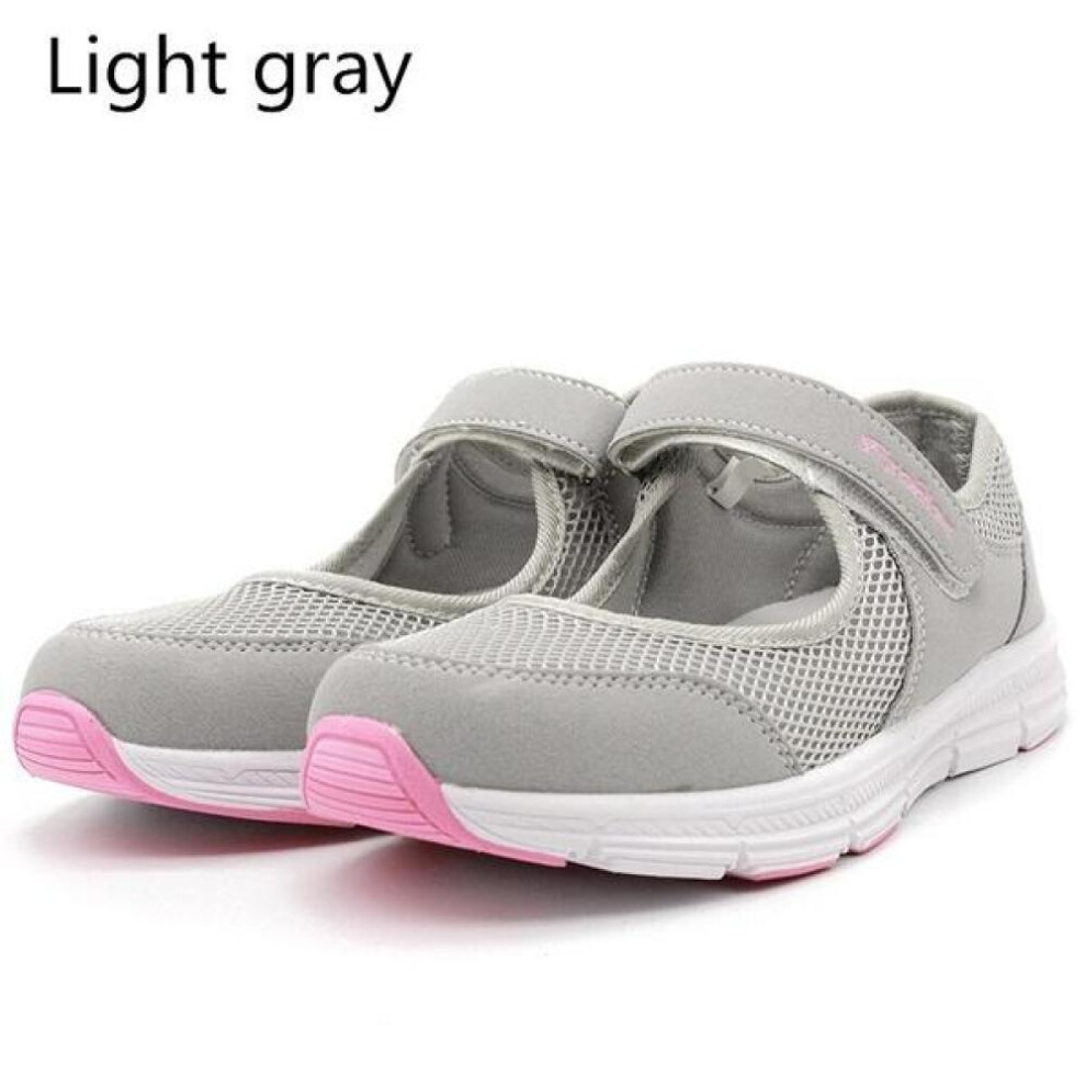 (light gray, 39) Spring Summer Women Casual Sneakers Mesh Breathable Shoes Comfortable Running Shoes Fitness Shoes Walking  (size 35~42)