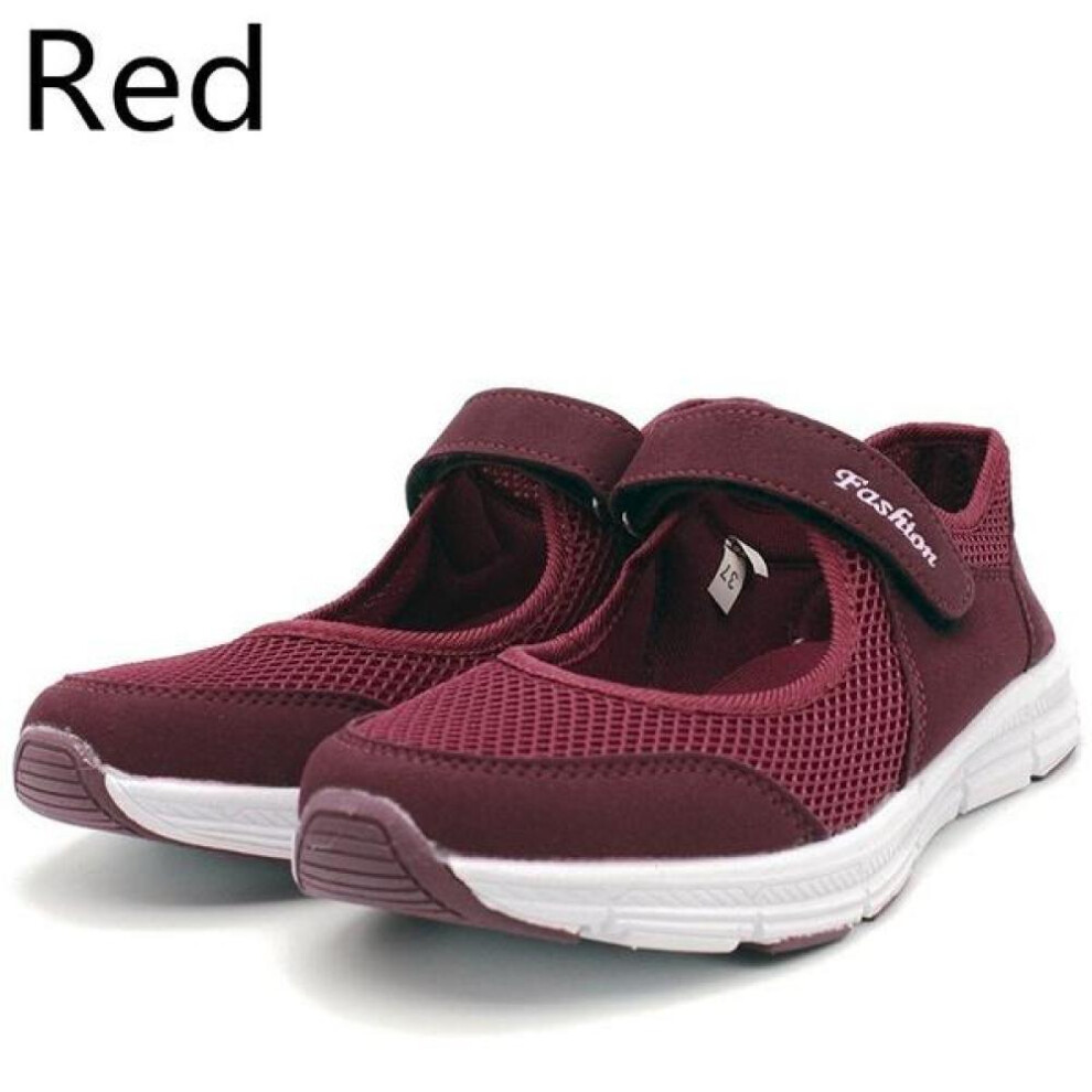 (red, 37) Spring Summer Women Casual Sneakers Mesh Breathable Shoes Comfortable Running Shoes Fitness Shoes Walking  (size 35~42)