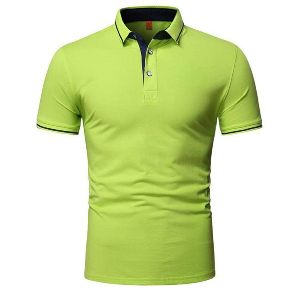 (light green, 2XL) 2024 Men's Solid-color Short-sleeved Cotton Men Top Polo Shirt Men