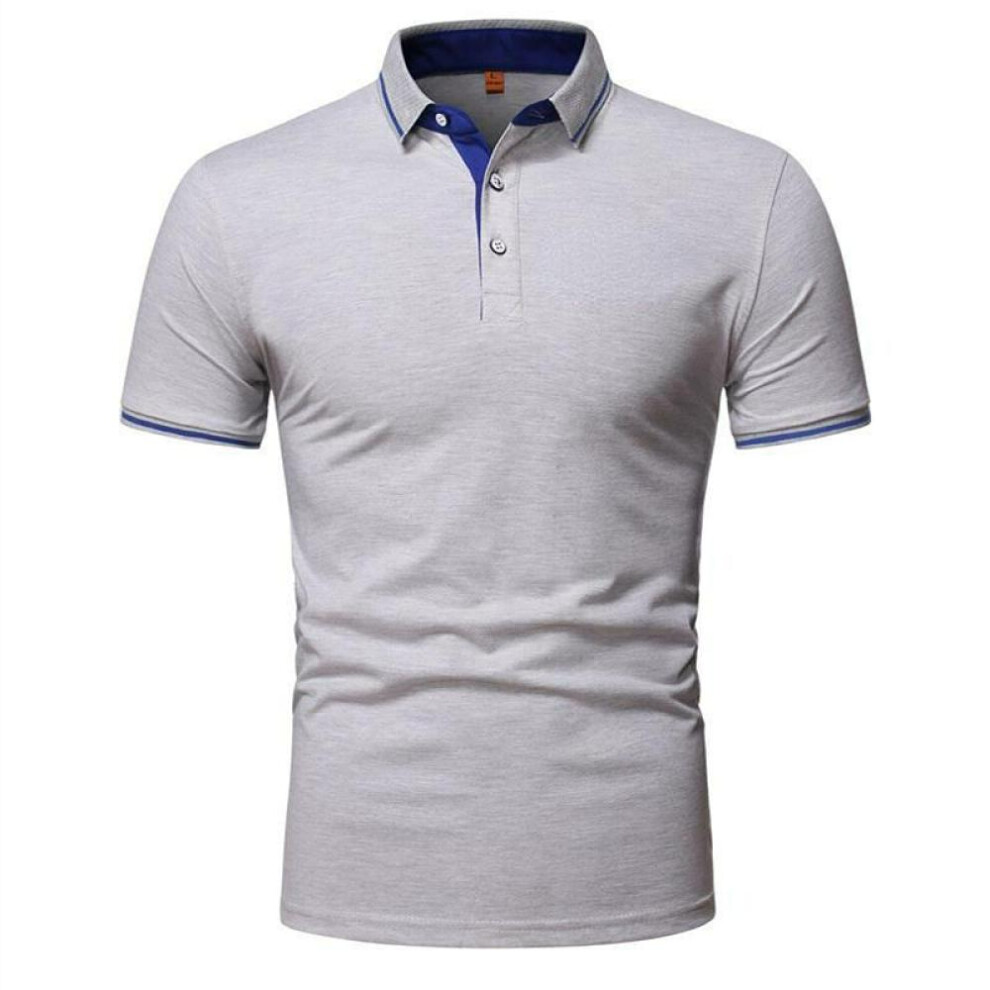 (light gray, 4XL) 2024 Men's Solid-color Short-sleeved Cotton Men Top Polo Shirt Men