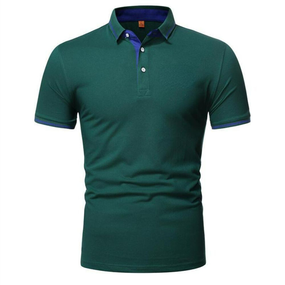 (green, 3XL) 2024 Men's Solid-color Short-sleeved Cotton Men Top Polo Shirt Men